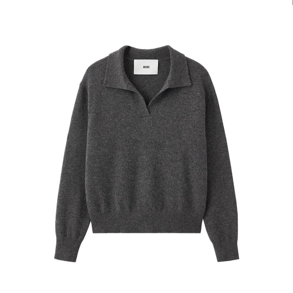 167. 440ME Leisure Polo Sweater Collar Grey Medium EUC 100% Wool $250 - Picture 6 of 6